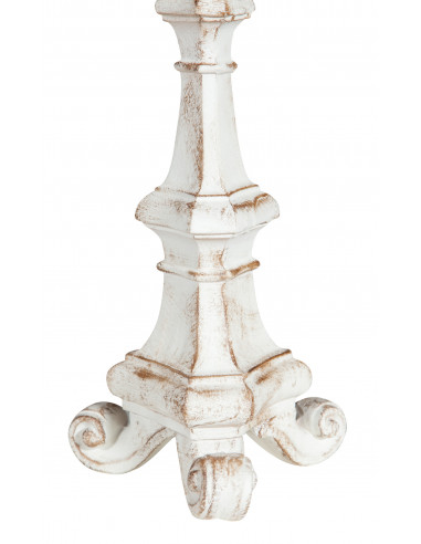 Candeliere in legno finitura bianca anticata Made in Italy L19XPR19XH38 cm Candeliere in legno finitura bianca anticata Made in Italy L19XPR19XH38 cm