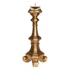 Candeliere in legno finitura foglia oro anticata Made in Italy L19XPR19XH37 cm
