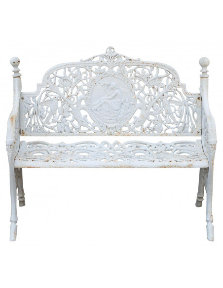 Banco Liberty em ferro fundido com acabamento branco antigo 105x43x90 cm