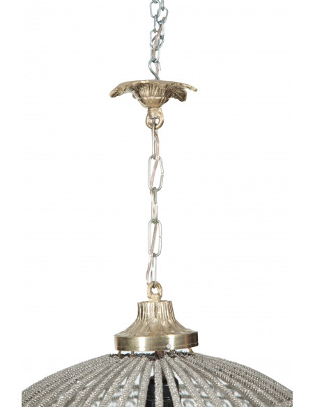 Lampadario in fusione di ottone e gemme in cristallo Diam. 40XH40 cm