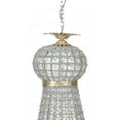 Lampadario in fusione di ottone e gemme in cristallo Diam. 50XH100 cm 2