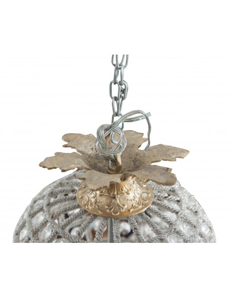 Lampadario in fusione di ottone e gemme in cristallo Diam. 50XH100 cm