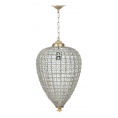 Lâmpada pingente feita de latão e jóias de cristal Diam. 30XH50 cm