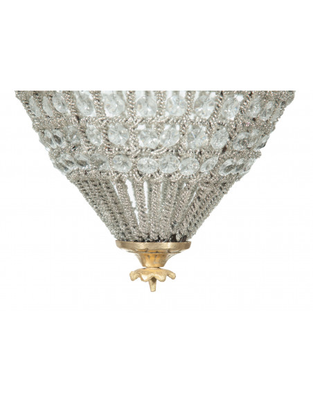 Lâmpada pingente feita de latão e jóias de cristal Diam. 30XH50 cm