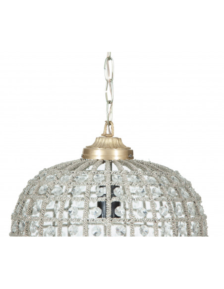 Lâmpada pingente feita de latão e jóias de cristal Diam. 30XH50 cm