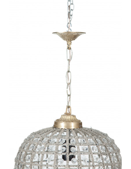 Lâmpada pingente feita de latão e jóias de cristal Diam. 30XH50 cm