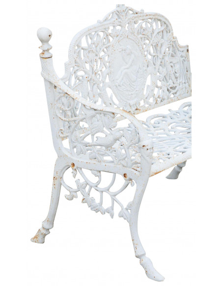Panchina Liberty in ghisa finitura bianca anticata 105x43x90 cm