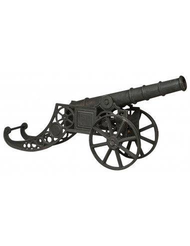 Cannone ornamentale in fusione di ghisa L150xPR39xH65 cm finitura nera anticata Cannone ornamentale in fusione di ghisa L150xPR39xH65 cm finitura nera anticata