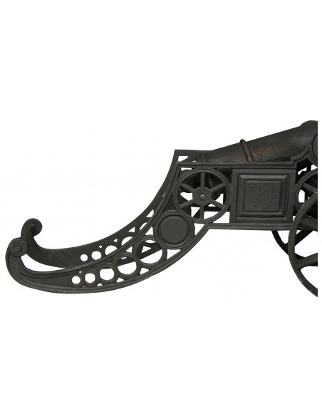 Canhão ornamental em ferro fundido L150xDP39xH65 cm acabamento preto antigo