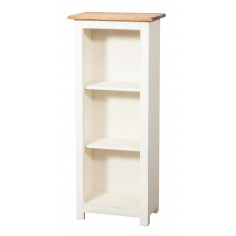 Piccola libreria Country in legno massello di tiglio struttura bianca anticata piano finitura naturale L40xPR25xH98 cm. Made in 