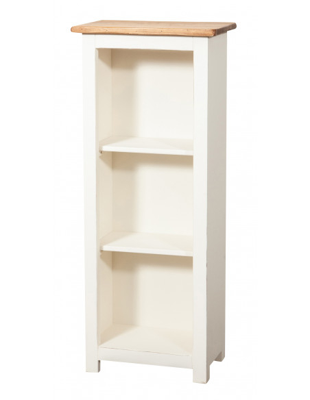 Piccola libreria Country in legno massello di tiglio struttura bianca anticata piano finitura naturale L40xPR25xH98 cm. Made in 
