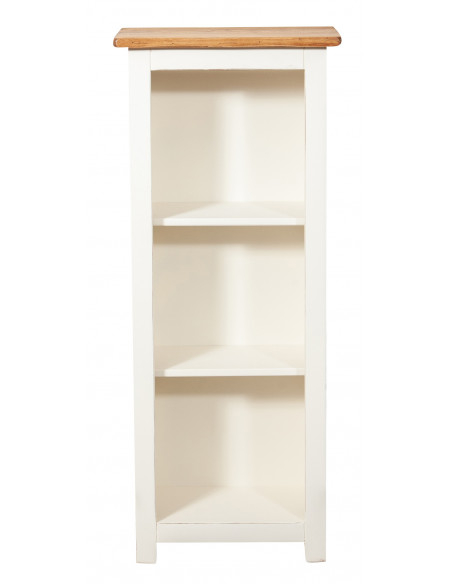 Piccola libreria Country in legno massello di tiglio struttura bianca anticata piano finitura naturale L40xPR25xH98 cm. Made in 