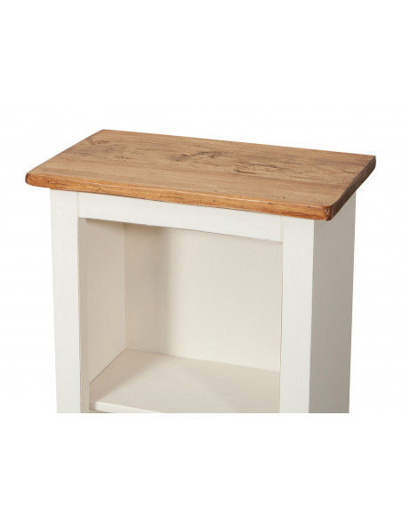 Piccola libreria Country in legno massello di tiglio struttura bianca anticata piano finitura naturale L40xPR25xH98 cm. Made in 