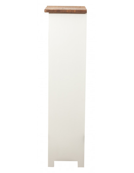 Piccola libreria Country in legno massello di tiglio struttura bianca anticata piano finitura naturale L40xPR25xH98 cm. Made in 