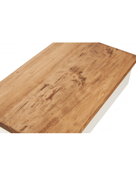 Piccola libreria Country in legno massello di tiglio struttura bianca anticata piano finitura naturale L40xPR25xH98 cm. Made in 