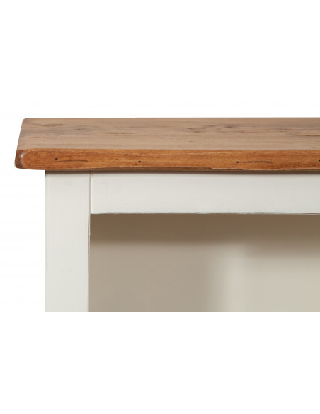 Piccola libreria Country in legno massello di tiglio struttura bianca anticata piano finitura naturale L40xPR25xH98 cm. Made in 