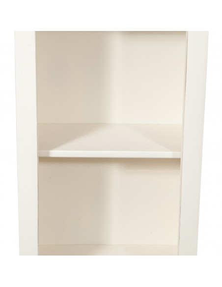 Piccola libreria Country in legno massello di tiglio struttura bianca anticata piano finitura naturale L40xPR25xH98 cm. Made in 