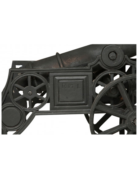 Canhão ornamental em ferro fundido L150xDP39xH65 cm acabamento preto antigo