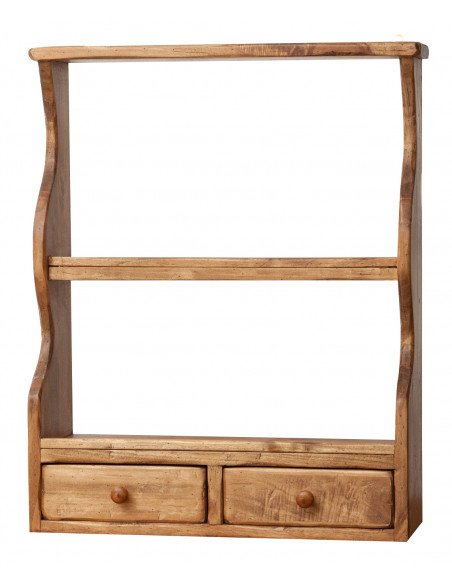 Mensola etagere a muro in legno massello di tiglio finitura naturale L53xPR20xH68 cm Made in Italy