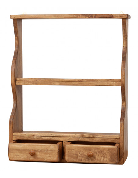 Mensola etagere a muro in legno massello di tiglio finitura naturale L53xPR20xH68 cm Made in Italy