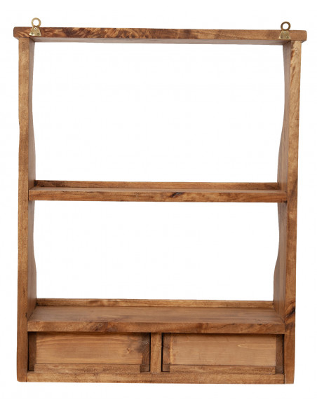 Mensola etagere a muro in legno massello di tiglio finitura naturale L53xPR20xH68 cm Made in Italy