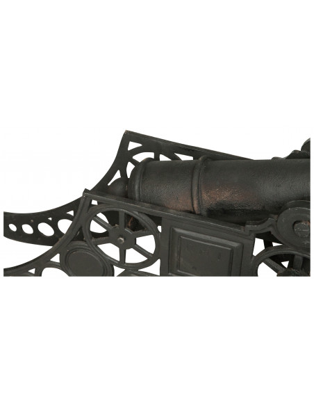 Canhão ornamental em ferro fundido L150xDP39xH65 cm acabamento preto antigo
