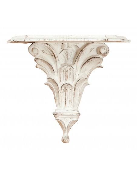 Mensola a muro in legno finitura bianco anticato L30XPR15XH27 cm. Made in Italy.