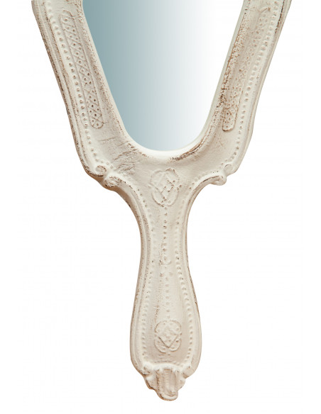 Specchiera a mano in legno finitura bianca anticata Made in Italy L15xPR1,5xH31 cm