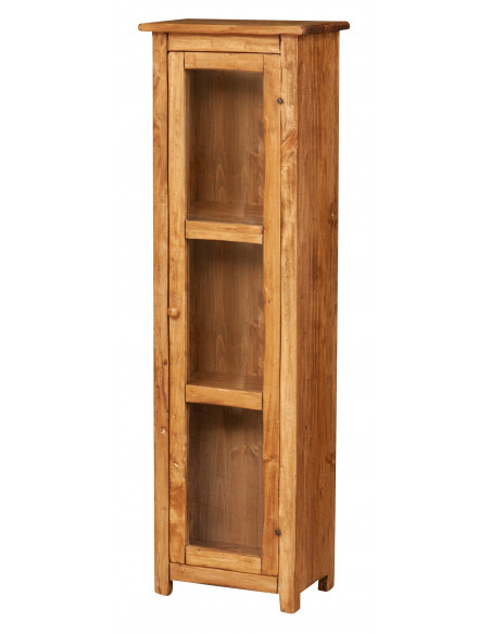 Piccola libreria Country in legno massello di tiglio struttura bianca anticata piano finitura naturale L40xPR25xH98 cm. Made in 
