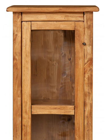 Piccola libreria Country in legno massello di tiglio struttura bianca anticata piano finitura naturale L40xPR25xH98 cm. Made in  Piccola libreria Country in legno massello di tiglio struttura bianca anticata piano finitura naturale L40xPR25xH98 cm. Made in