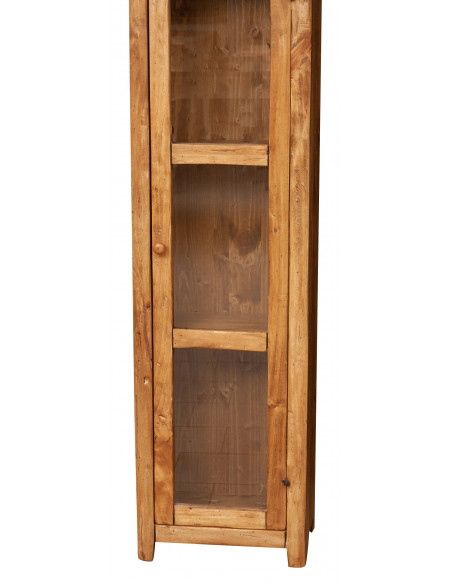 Piccola libreria Country in legno massello di tiglio struttura bianca anticata piano finitura naturale L40xPR25xH98 cm. Made in 