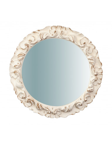 Specchiera da parete in legno finitura bianco anticato made in italy L40XPR3XH40 cm Specchiera da parete in legno finitura bianco anticato made in italy L40XPR3XH40 cm