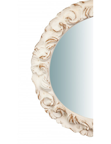 Specchiera da parete in legno finitura bianco anticato made in italy L40XPR3XH40 cm Specchiera da parete in legno finitura bianco anticato made in italy L40XPR3XH40 cm