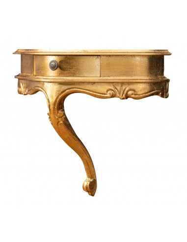 Prateleira de parede de madeira com acabamento em folha de ouro antigo Fabricado na Itália W43xDP21xH37 cm