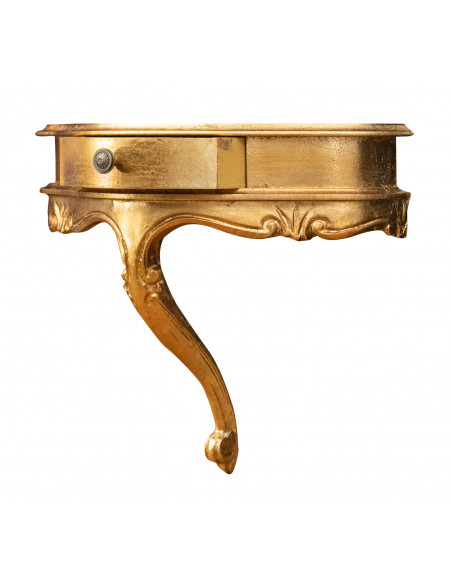 Prateleira de parede de madeira com acabamento em folha de ouro antigo Fabricado na Itália W43xDP21xH37 cm