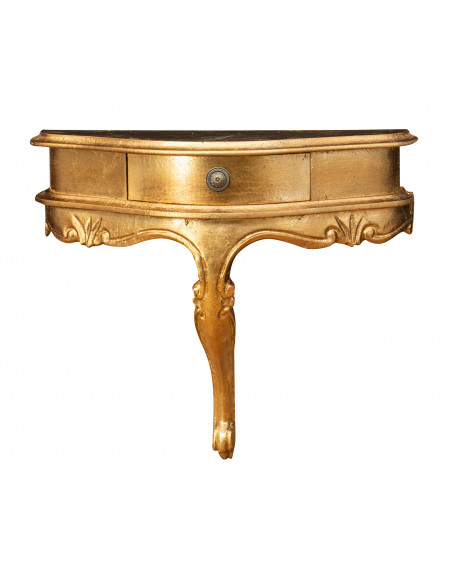 Mensola a muro in legno finitura foglia oro anticato Made in Italy L43xPR21xH37 cm