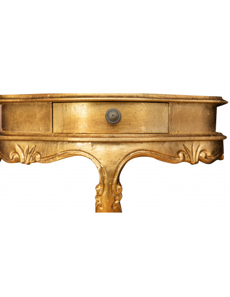 Mensola a muro in legno finitura foglia oro anticato Made in Italy L43xPR21xH37 cm
