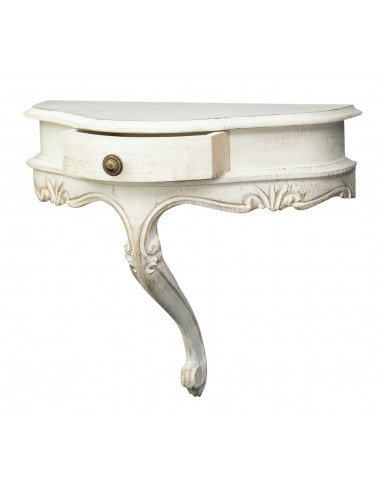 Mensola a muro in legno finitura bianco anticato Made in Italy L43xPR21xH37 cm Mensola a muro in legno finitura bianco anticato Made in Italy L43xPR21xH37 cm