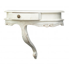 Mensola a muro in legno finitura bianco anticato Made in Italy L50xPR40xH24 cm 2