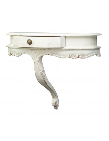 Mensola a muro in legno finitura bianco anticato Made in Italy L50xPR40xH24 cm Mensola a muro in legno finitura bianco anticato Made in Italy L50xPR40xH24 cm