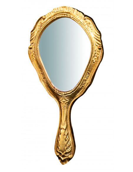 Specchiera a mano in legno finitura foglia oro anticata Made in Italy L14xPR1,5xH30 cm