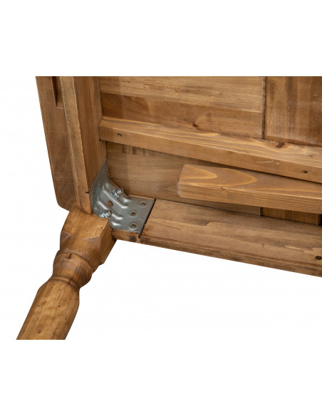 Tavolo allungabile  in legno massello di tiglio Made in Italy finitura naturale. Particolare interno della gamba
