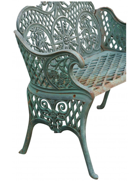 Panchina Liberty in ghisa finitura verde anticata 110x55x90 cm