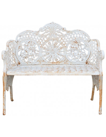 Panchina Liberty in ghisa finitura bianca anticata 110x55x90 cm