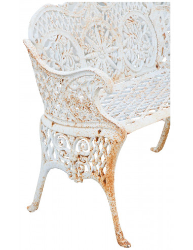 Panchina Liberty in ghisa finitura bianca anticata 110x55x90 cm Panchina Liberty in ghisa finitura bianca anticata 110x55x90 cm