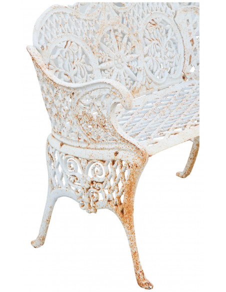 Panchina Liberty in ghisa finitura bianca anticata 110x55x90 cm