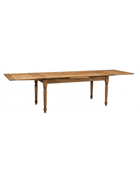 Mesa country em madeira maciça, com duas extensões. Visualize com extensões abertas. Produto artesanal feito na Itália