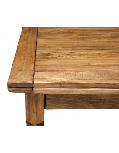 Country solid wood table, with two extensions. Detail with closed extension. Made in Italy handmade product Country solid wood table, with two extensions. Detail with closed extension. Made in Italy handmade product