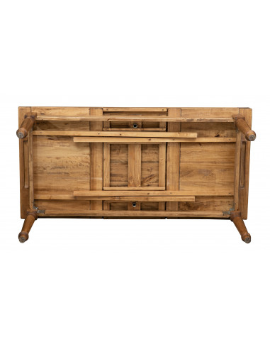 Country solid wood table, with two extensions. View of the structure. Made in Italy handmade product Country solid wood table, with two extensions. View of the structure. Made in Italy handmade product