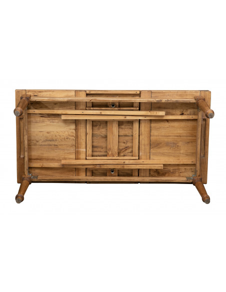 Mesa do país em sólidos, com duas extensões. Visão da estrutura. Feito na Itália, produto artesanal